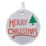 14K White Gold Merry Christmas Charm Tag by Rembrandt Charms