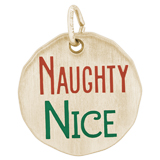 Gold Plated Naughty Nice Charm Tag by Rembrandt Charms