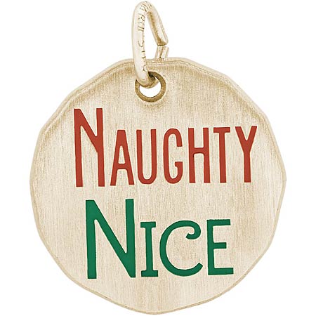 10K Gold Naughty Nice Charm Tag by Rembrandt Charms