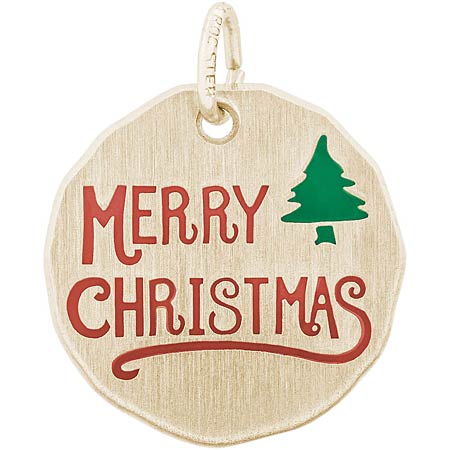14K Gold Merry Christmas Charm Tag by Rembrandt Charms