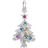 14K White Gold Stone Christmas Tree Charm by Rembrandt Charms