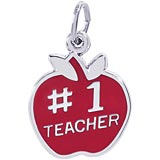 14K White Gold Number One Teachers Apple Charm by Rembrandt Charms