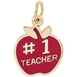Gold Plate Number One Teachers Apple Charm by Rembrandt Charms
