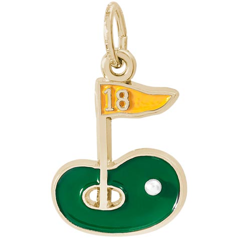 Gold Plated Golf Green 18th Hole Charm by Rembrandt Charms Gold Plated Golf Green 18th Hole Charm by Rembrandt Charms