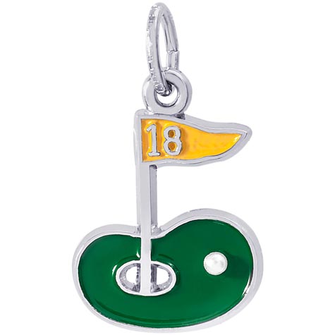 14K White Gold Golf Green 18th Hole Charm by Rembrandt Charms
