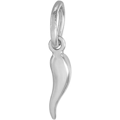 14K White Gold Italian Horn Accent Charm by Rembrandt Charms 14K White Gold Italian Horn Accent Charm by Rembrandt Charms