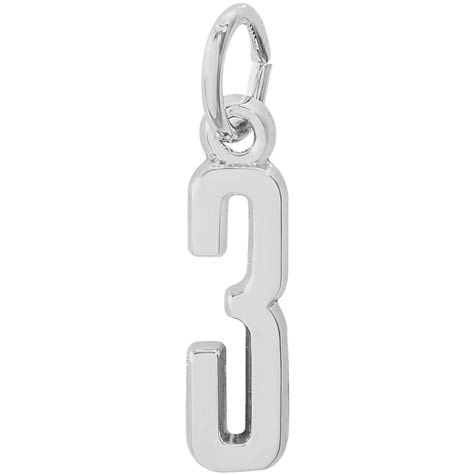 14K White Gold That's My Number Three Charm by Rembrandt Charms