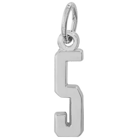 14K White Gold That's My Number Five Charm by Rembrandt Charms