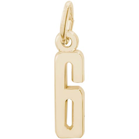 Gold Plate That's My Number Six Charm by Rembrandt Charms