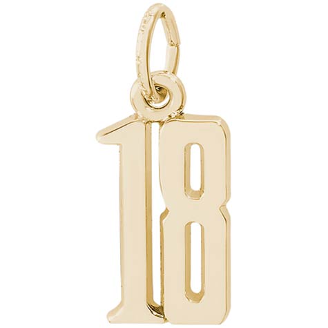14K Gold That’s My Number Eighteen Charm by Rembrandt Charms