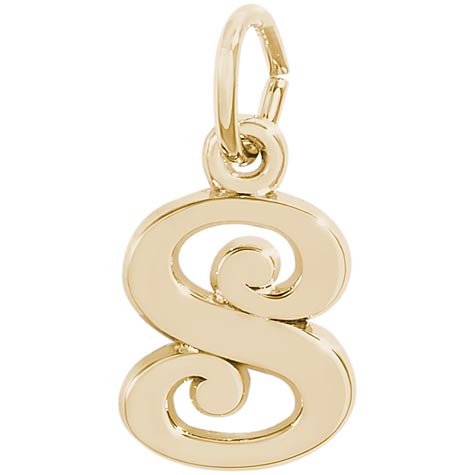 14K Gold Curly Initial S Accent Charm by Rembrandt Charms
