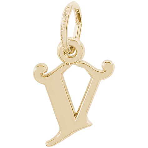 14K Gold Curly Initial V Accent Charm by Rembrandt Charms