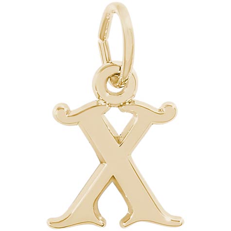 14K Gold Curly Initial X Accent Charm by Rembrandt Charms