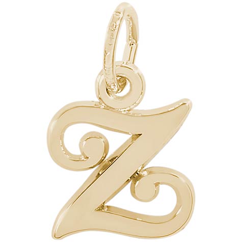 14K Gold Curly Initial Z Accent Charm by Rembrandt Charms