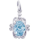 14K White Gold 03 March Filigree Charm by Rembrandt Charms