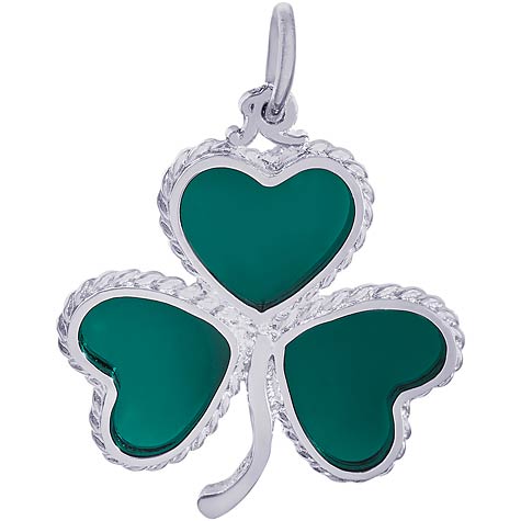 14K White Gold Green Shamrock Charm by Rembrandt Charms 14K White Gold Green Shamrock Charm by Rembrandt Charms