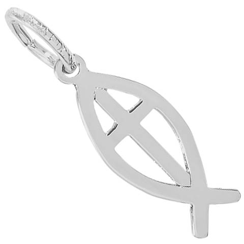 14K White Gold Ichthus Accent Charm by Rembrandt Charms