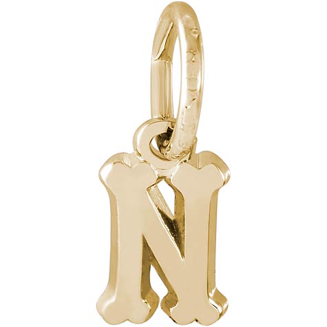 14K Gold Small Serif Initial N Accent by Rembrandt Charms