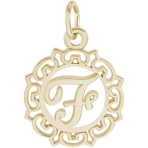Gold Plate Ornate Script Initial F Charm by Rembrandt Charms Gold Plate Ornate Script Initial F Charm by Rembrandt Charms