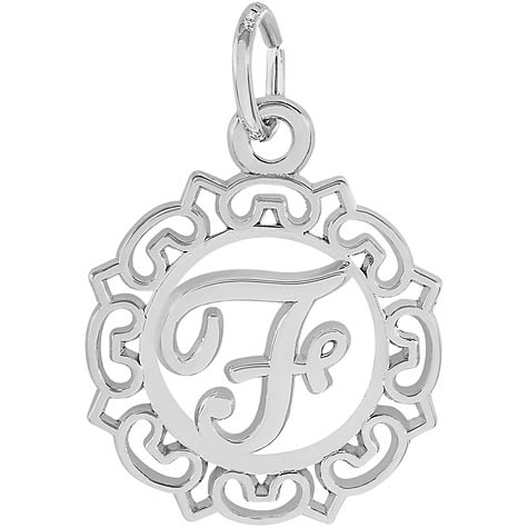 Sterling Silver Ornate Script Initial F Charm by Rembrandt Charms Sterling Silver Ornate Script Initial F Charm by Rembrandt Charms