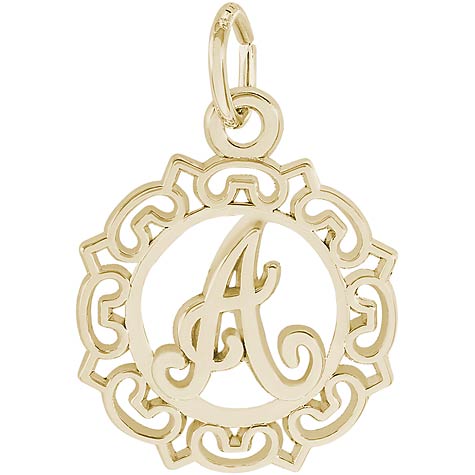14K Gold Ornate Script Initial A Charm by Rembrandt Charms 14K Gold Ornate Script Initial A Charm by Rembrandt Charms