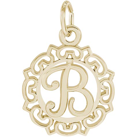 14K Gold Ornate Script Initial B Charm By Rembrandt Charms