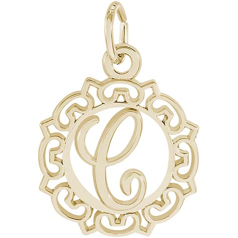 14K Gold Ornate Script Initial C Charm by Rembrandt Charms 14K Gold Ornate Script Initial C Charm by Rembrandt Charms