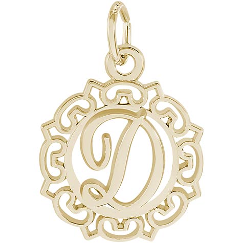 14K Gold Ornate Script Initial D Charm by Rembrandt Charms 14K Gold Ornate Script Initial D Charm by Rembrandt Charms