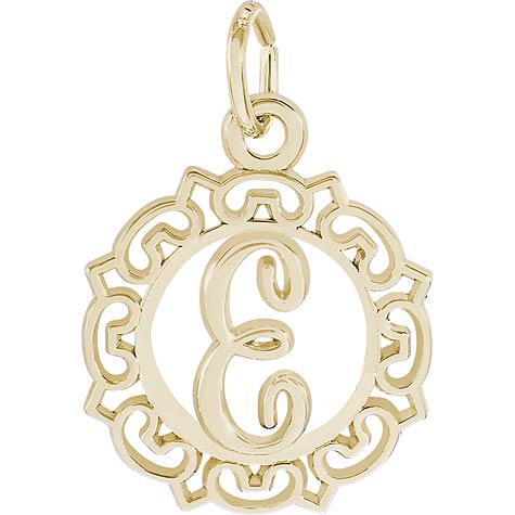 14K Gold Ornate Script Initial E Charm by Rembrandt Charms 14K Gold Ornate Script Initial E Charm by Rembrandt Charms