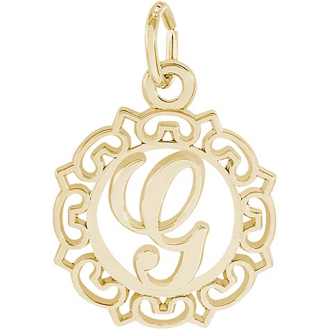 14K Gold Ornate Script Initial G Charm by Rembrandt Charms 14K Gold Ornate Script Initial G Charm by Rembrandt Charms