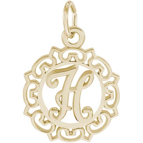 14K Gold Ornate Script Initial H Charm by Rembrandt Charms 14K Gold Ornate Script Initial H Charm by Rembrandt Charms