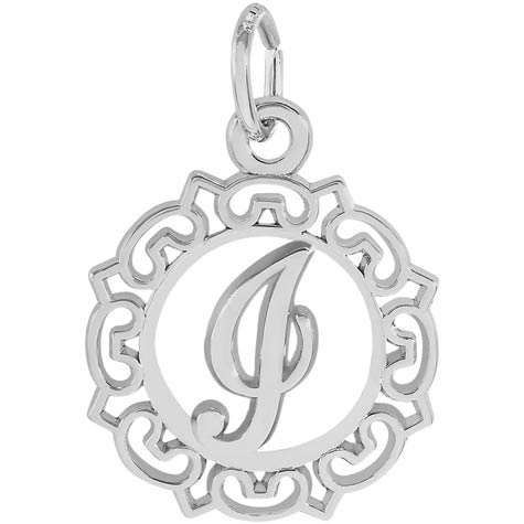 Sterling Silver Ornate Script Initial I Charm by Rembrandt Charms Sterling Silver Ornate Script Initial I Charm by Rembrandt Charms