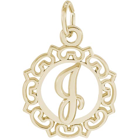 14K Gold Ornate Script Initial J Charm by Rembrandt Charms 14K Gold Ornate Script Initial J Charm by Rembrandt Charms