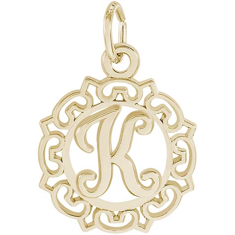 14K Gold Ornate Script Initial K Charm by Rembrandt Charms 14K Gold Ornate Script Initial K Charm by Rembrandt Charms