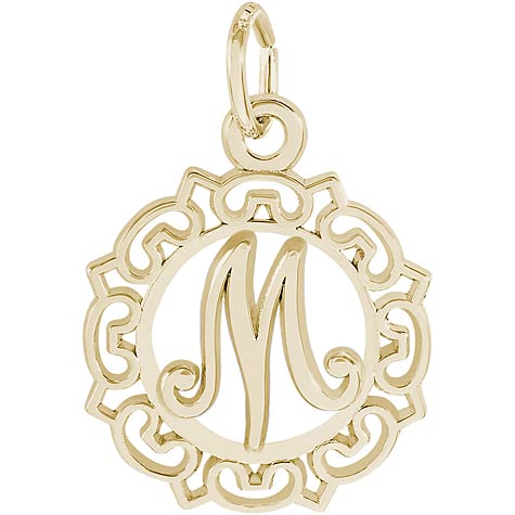 14K Gold Ornate Script Initial M Charm by Rembrandt Charms 14K Gold Ornate Script Initial M Charm by Rembrandt Charms