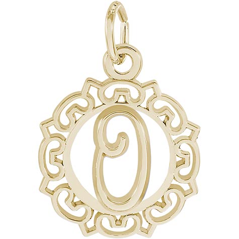 14K Gold Ornate Script Initial O Charm by Rembrandt Charms 14K Gold Ornate Script Initial O Charm by Rembrandt Charms