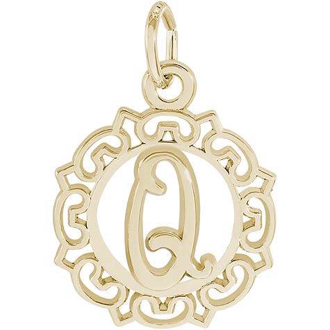 14K Gold Ornate Script Initial Q Charm by Rembrandt Charms 14K Gold Ornate Script Initial Q Charm by Rembrandt Charms