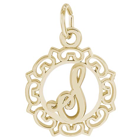 14K Gold Ornate Script Initial S Charm by Rembrandt Charms 14K Gold Ornate Script Initial S Charm by Rembrandt Charms