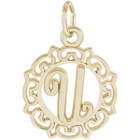 14K Gold Ornate Script Initial U Charm by Rembrandt Charms 14K Gold Ornate Script Initial U Charm by Rembrandt Charms