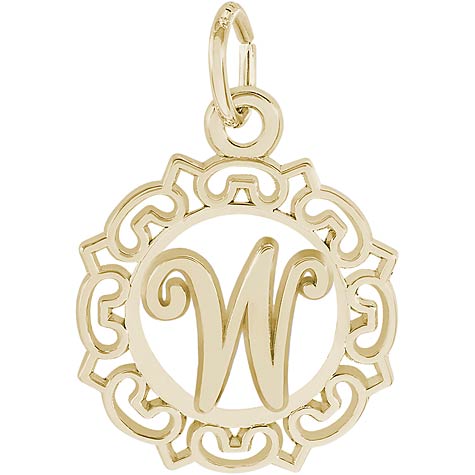 14K Gold Ornate Script Initial W Charm by Rembrandt Charms 14K Gold Ornate Script Initial W Charm by Rembrandt Charms