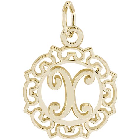 14K Gold Ornate Script Initial X Charm by Rembrandt Charms 14K Gold Ornate Script Initial X Charm by Rembrandt Charms