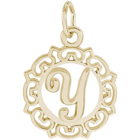 14K Gold Ornate Script Initial Y Charm by Rembrandt Charms 14K Gold Ornate Script Initial Y Charm by Rembrandt Charms