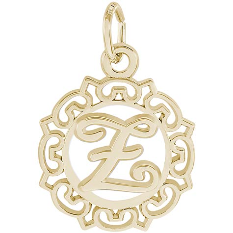 14K Gold Ornate Script Initial Z Charm by Rembrandt Charms 14K Gold Ornate Script Initial Z Charm by Rembrandt Charms