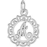 14K White Gold Ornate Script Initial A Charm by Rembrandt Charms