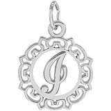 14K White Gold Ornate Script Initial I Charm by Rembrandt Charms