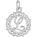 14K White Gold Ornate Script Initial L Charm by Rembrandt Charms