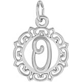 14K White Gold Ornate Script Initial O Charm by Rembrandt Charms