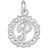Sterling Silver Ornate Script Initial P Charm by Rembrandt Charms