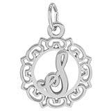 14K White Gold Ornate Script Initial S Charm by Rembrandt Charms