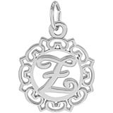 14K White Gold Ornate Script Initial Z Charm by Rembrandt Charms